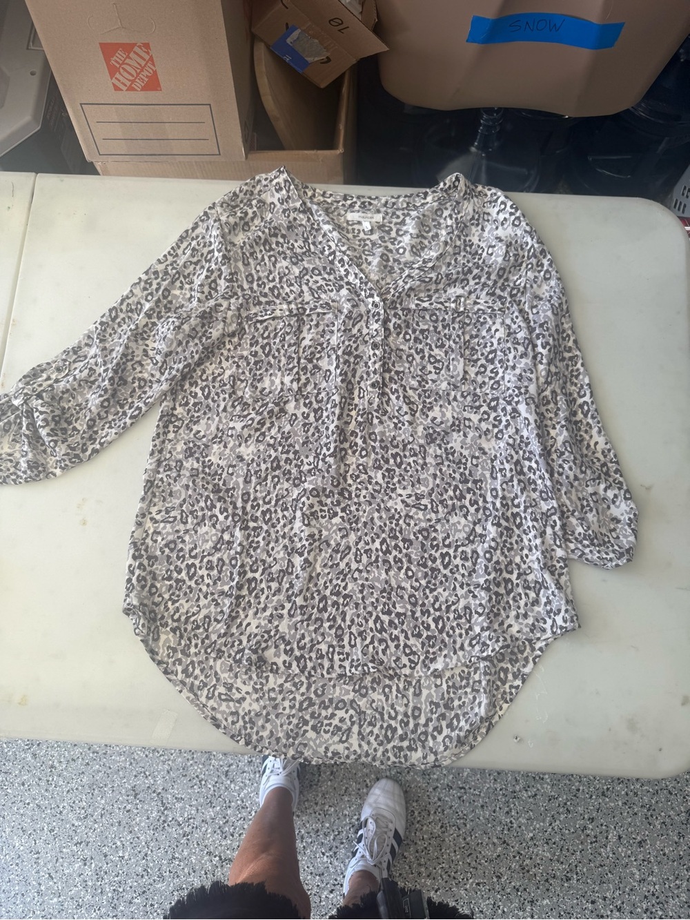 Maurices Women's Grey Leopard-Print V-Neck Tunic